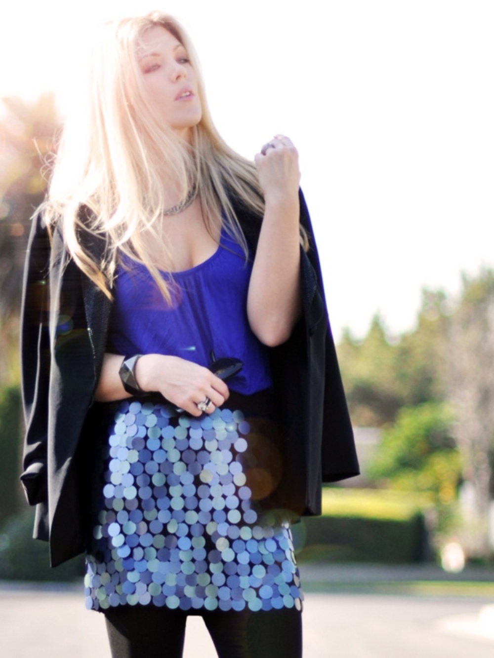 Vintage PAILLETTE sequins MINI mermaid skirt navy black BODY by Victoria 6